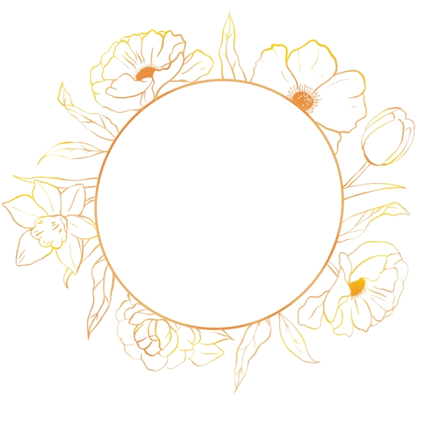 圆形黄色花朵边框