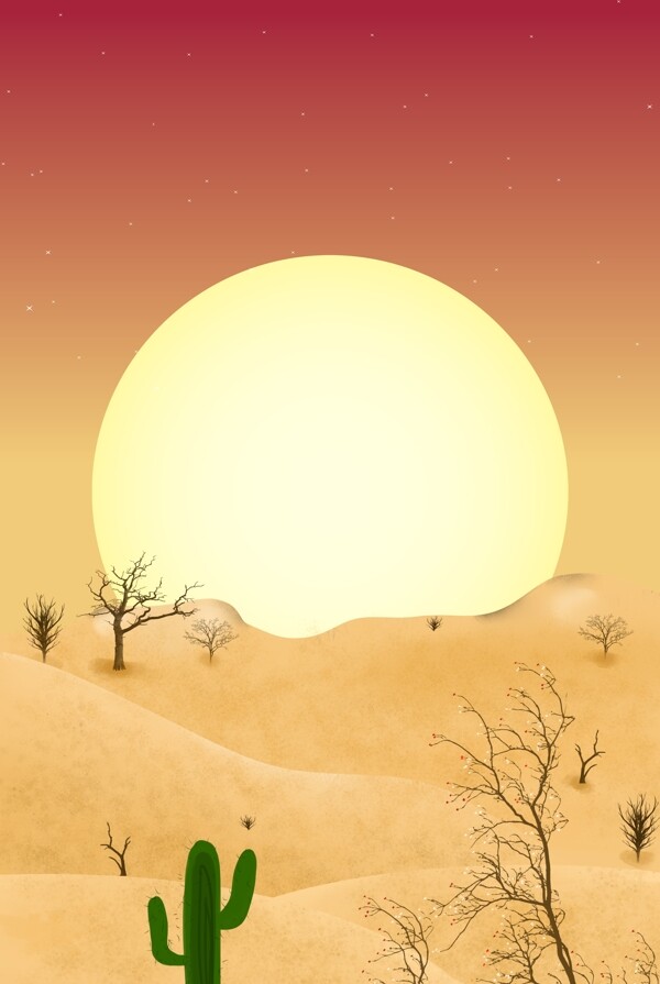 傍晚的沙漠景色背景