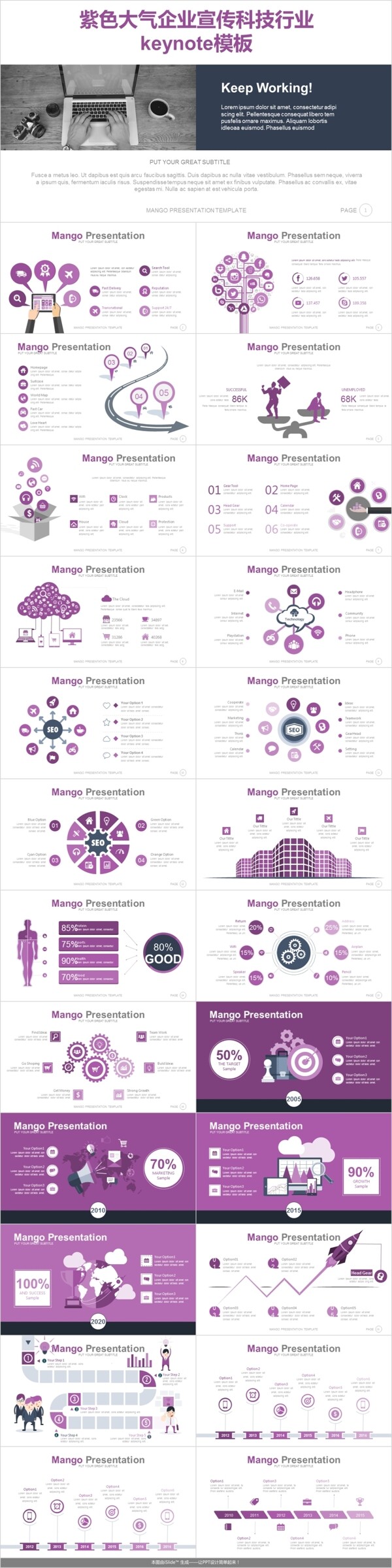 紫色大气企业宣传科技行业keynote模板