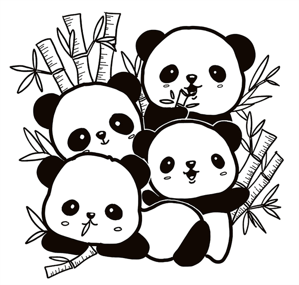 熊猫简笔画少儿涂色