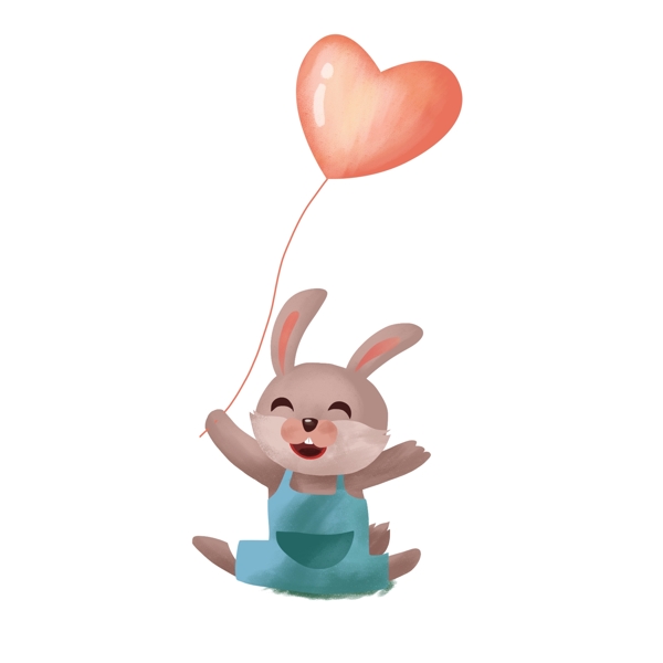卡通可爱拿着气球的小兔子插画设计