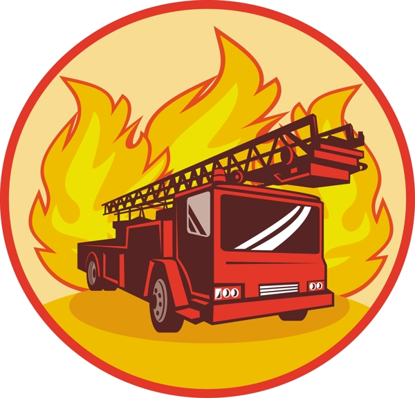 消防车或发动机电器与火焰