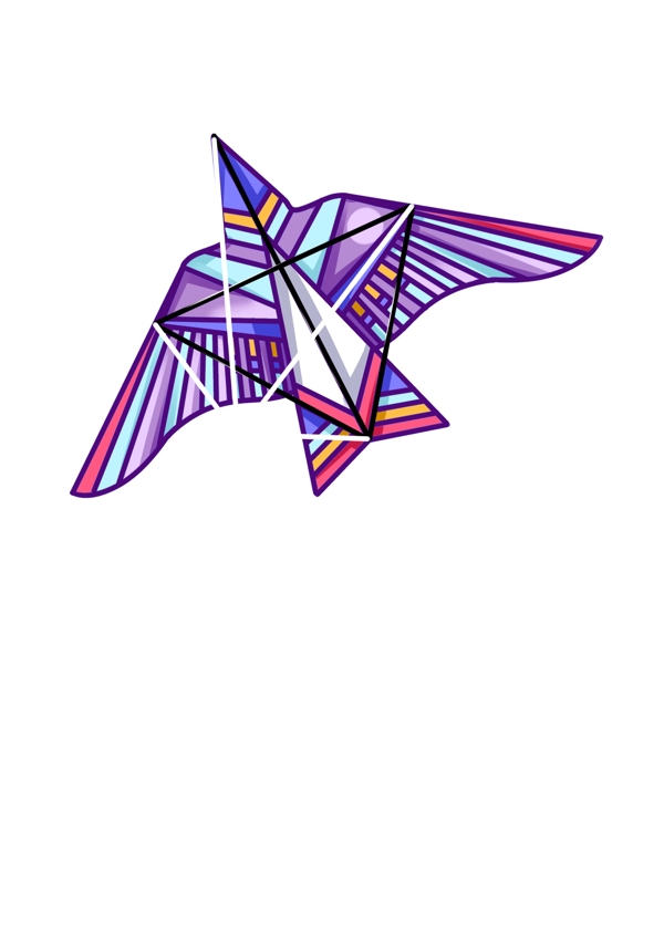 紫色的风筝手绘插画