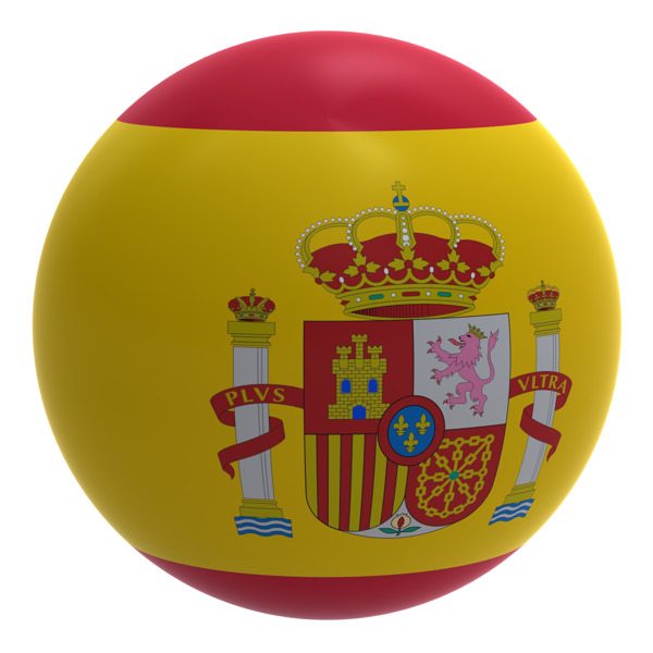 西班牙国旗的球白色隔离