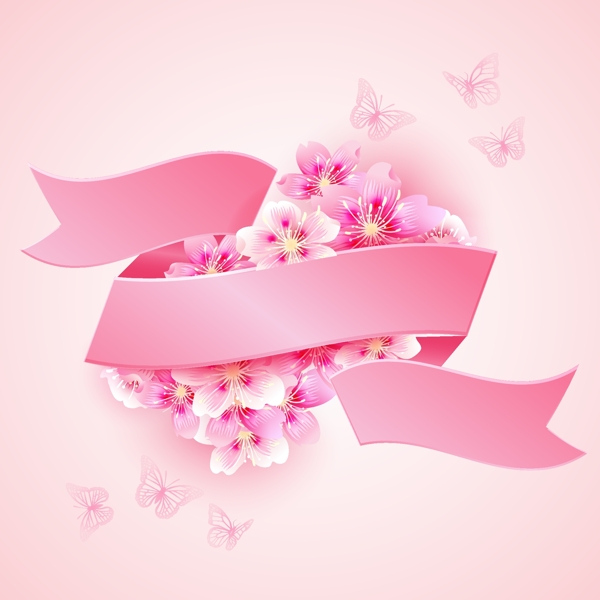 樱花粉红丝带图片