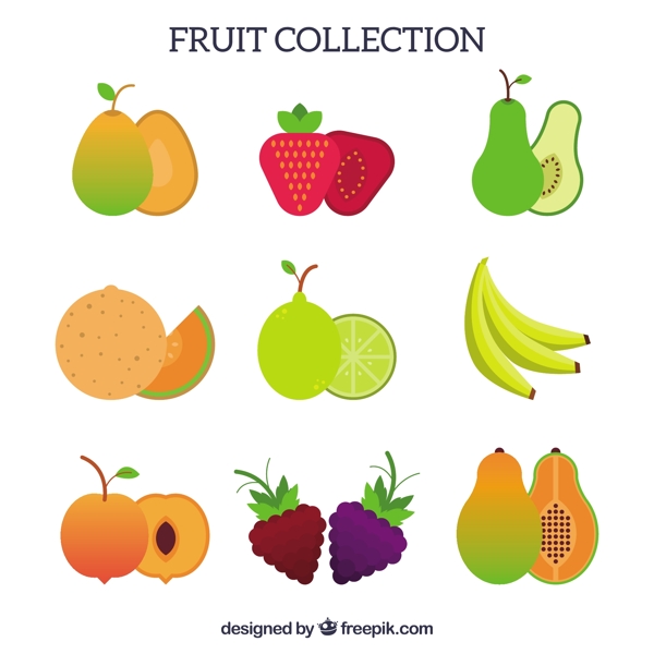 各种水果插图平面设计图标