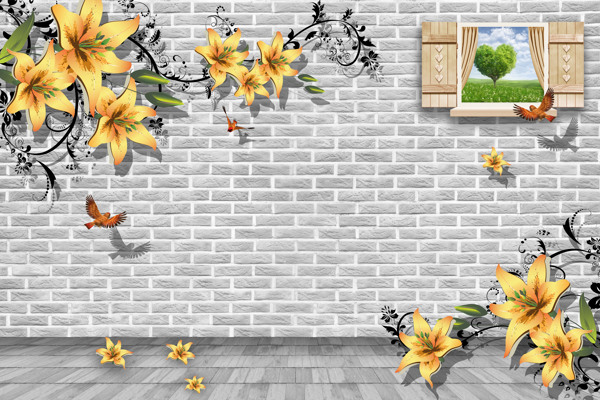 墙壁花卉背景墙