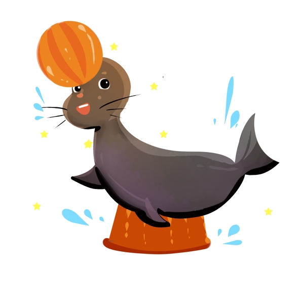 动物海豹卡通形象插画素材