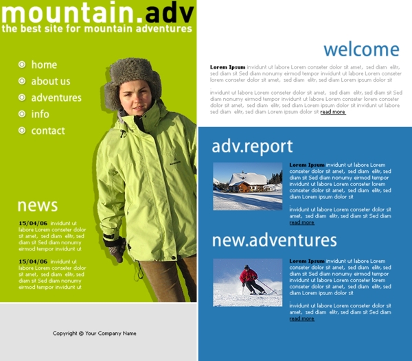 欧美滑雪运动爱好者网站模板
