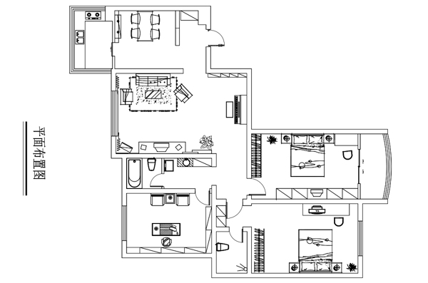 北欧风家装三室一厅平面图施工图