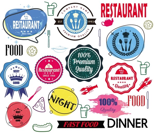 各种餐厅用餐图标ai矢量素材下载