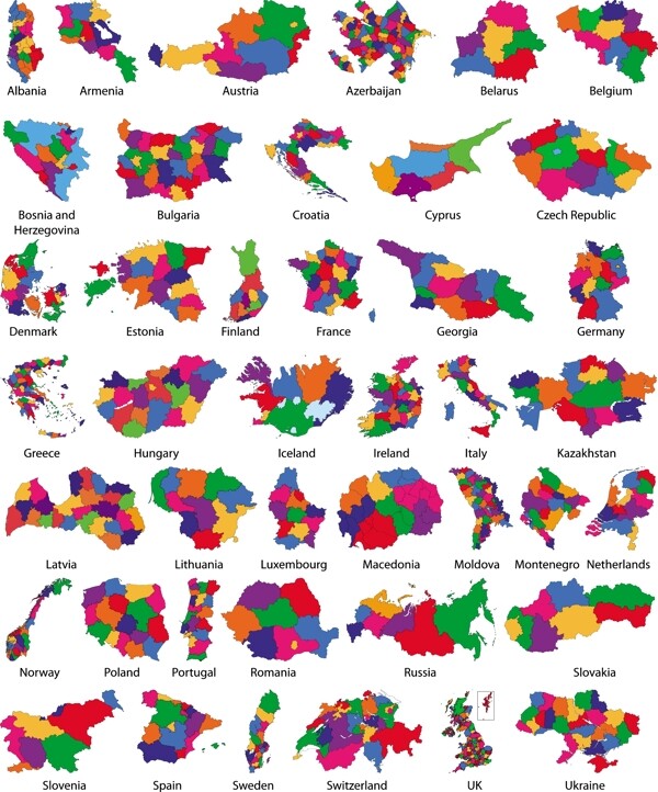 世界各国地形图矢量图