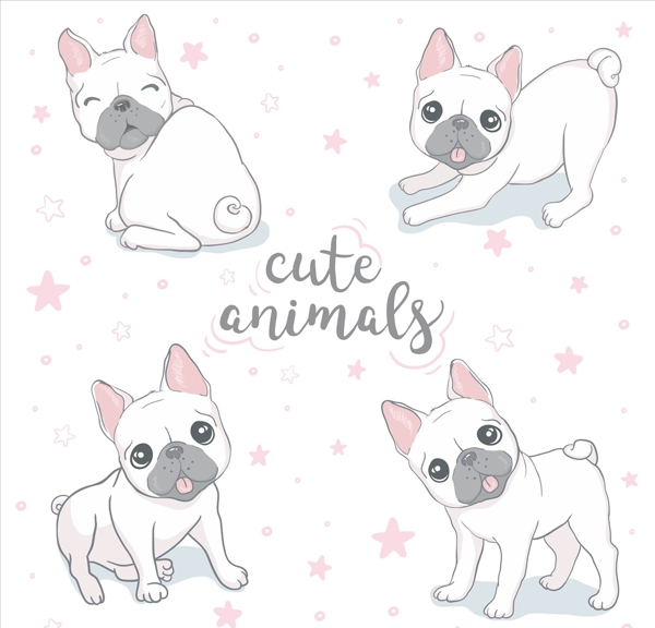 粉色狗插画