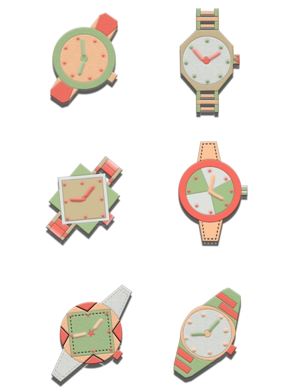 手表2.5D扁平化装饰图案创意可爱