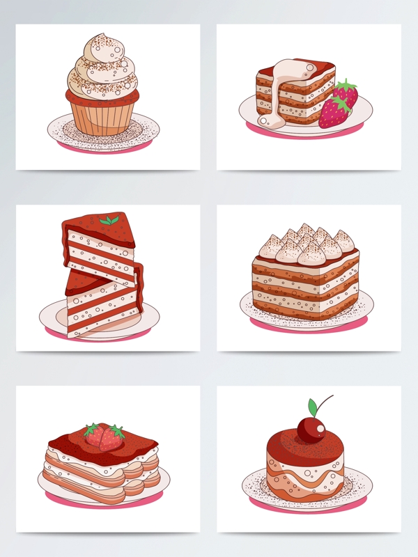 手绘创意蛋糕甜品素材