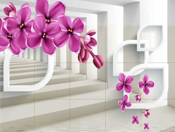 3D花朵立体背景墙
