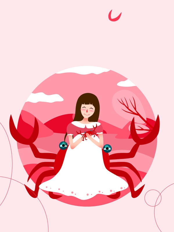 可爱巨蟹座少女广告背景