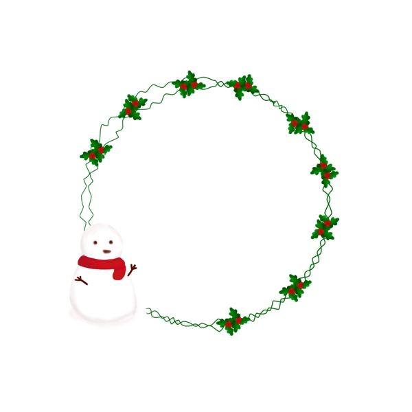手绘圣诞边框圣诞雪人装饰元素