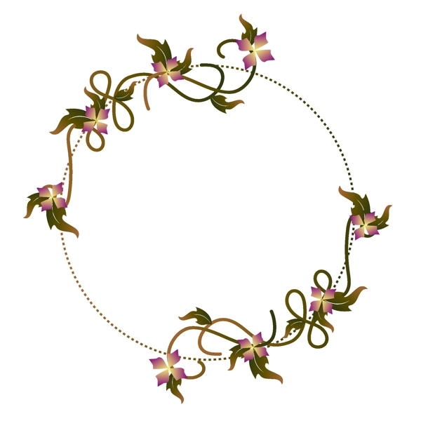 简约绿色花卉藤蔓边框装饰元素设计