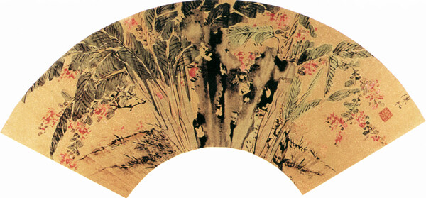 芭蕉紫薇图扇面中国古画0018