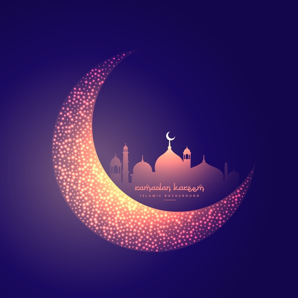 创意月亮和发光的清真寺设计