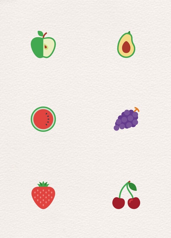 扁平化水果图标简约卡通设计