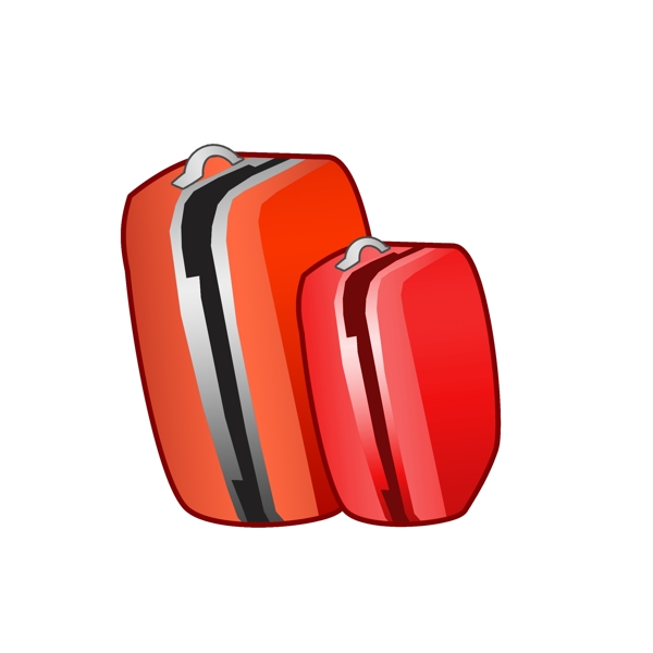 两个红色行李箱插画
