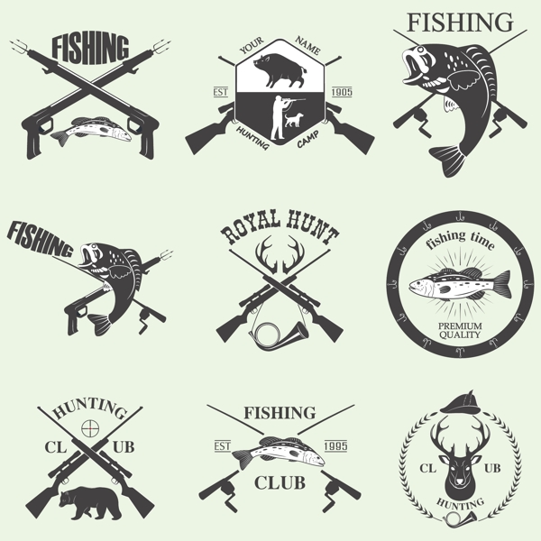 打猎钓鱼标志