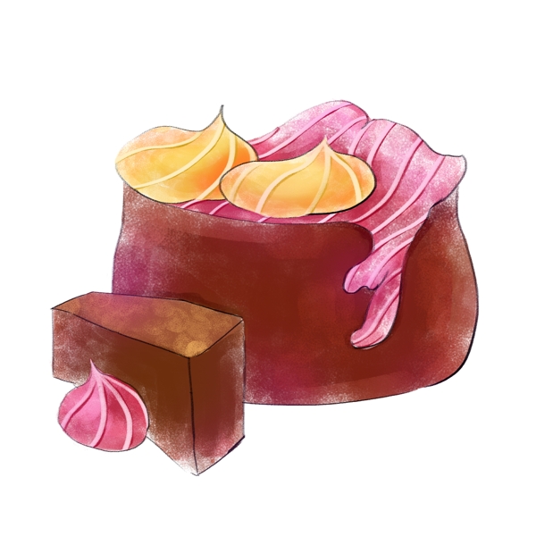 奶油榛子蛋糕插画