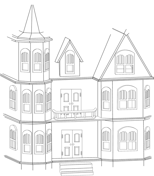 线描欧式房子图片