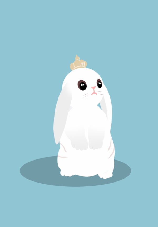 手绘卡通兔子可爱戴着皇冠的兔子