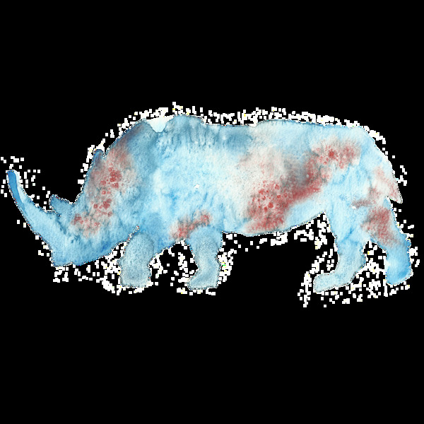 彩墨绘雪花纹动物透明装饰图案