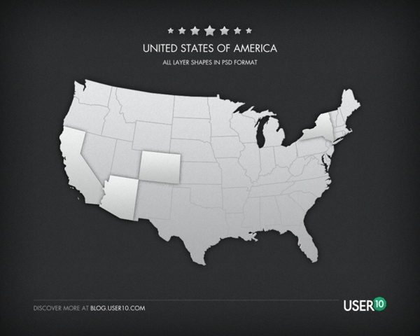 完美的美国各州PSD矢量地图