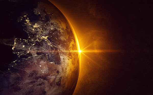 金色光科技地球背景
