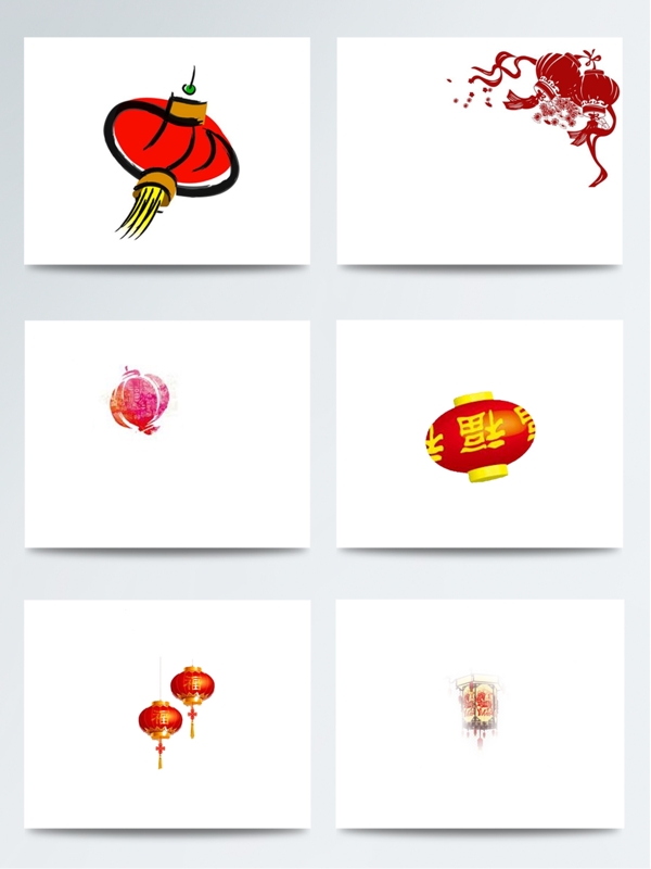 简易中国红花灯素材