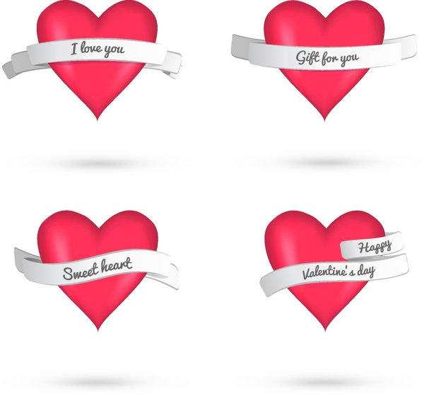 情人节心形标签设计矢量