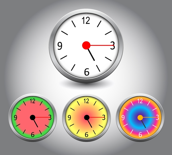 不同的时钟设计矢量图02