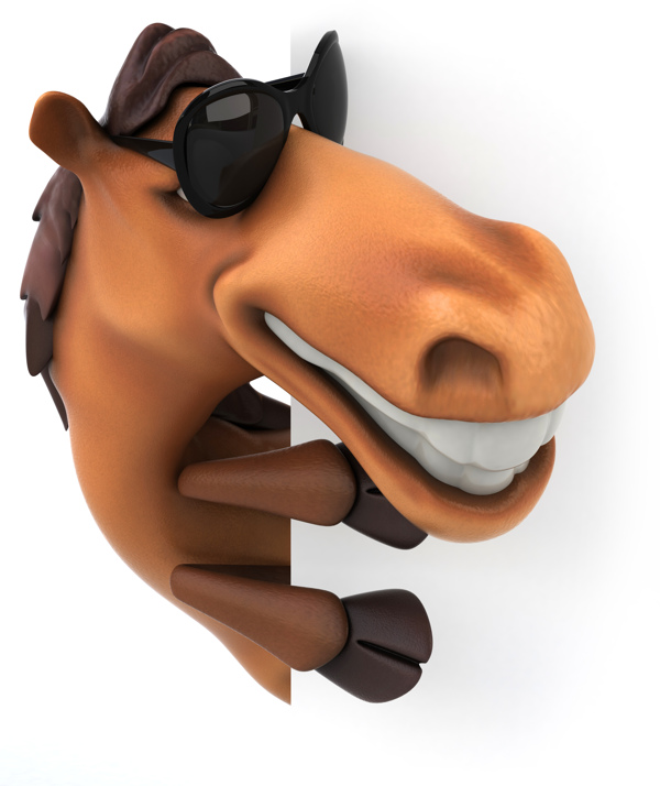 戴墨镜的马3D形象图片