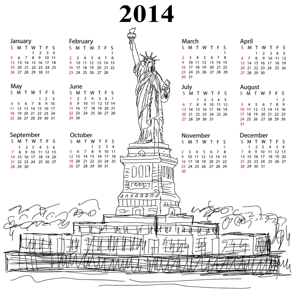 自由女神像2014日历