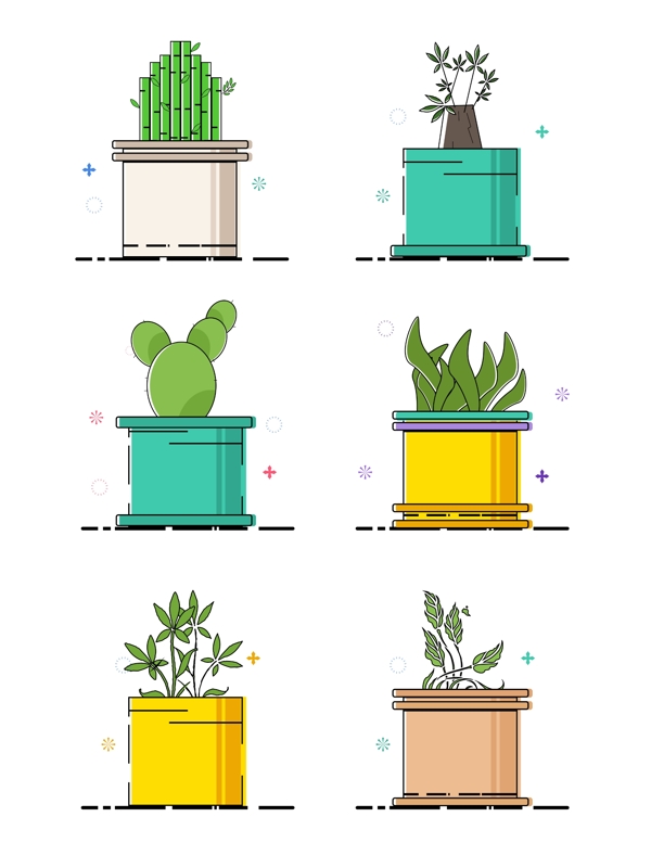 绿色花盆植物装饰元素