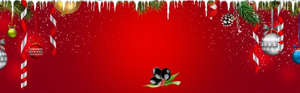红色松树卡通圣诞节banner背景