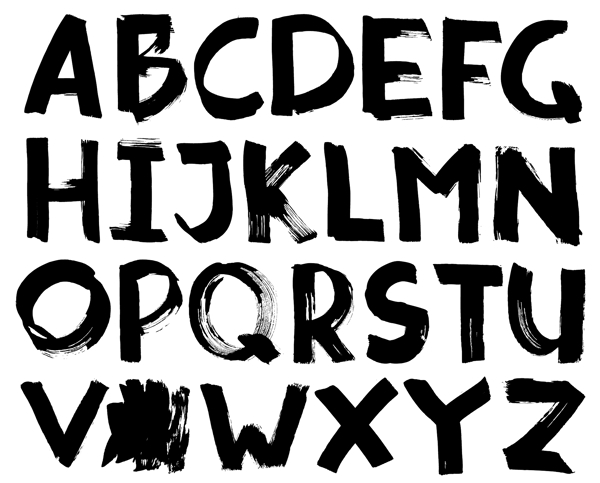 书法字母毛笔字母手写字体英文字体