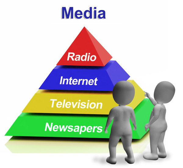 媒体的金字塔有互联网电视报纸和电台