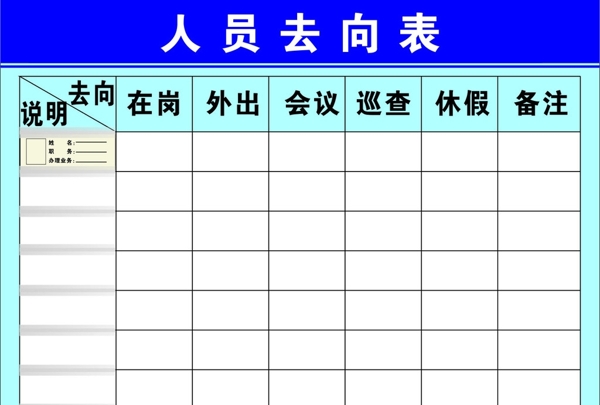 人员去向表