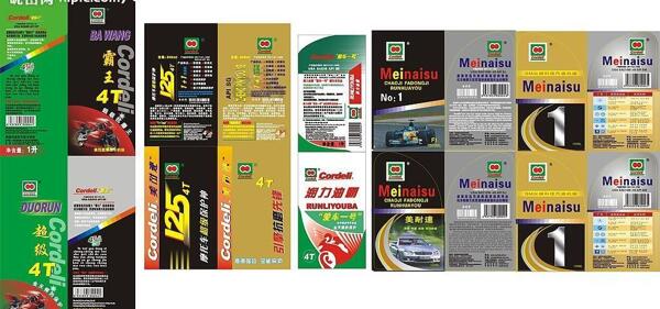 多款润滑机油标签的设计图片