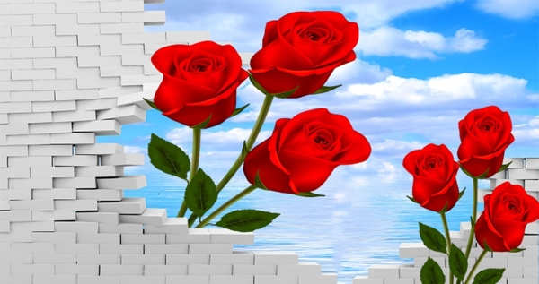 3D玫瑰花背景