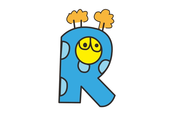 矢量卡通创意动物字母R