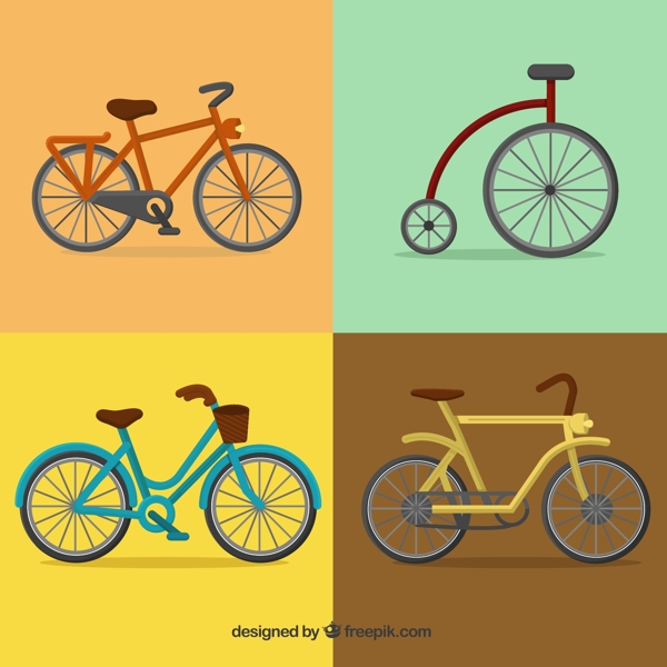4款创意自行车设计矢量素材
