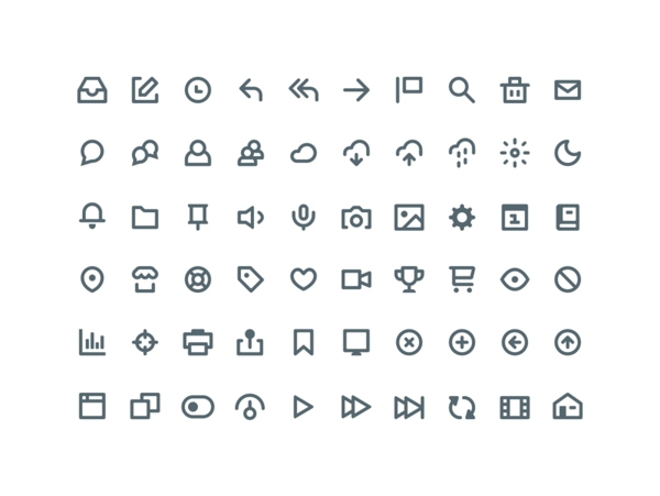 60个灰色线性迷你icon图标设计