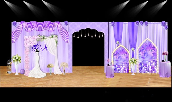 淡紫色婚礼迎宾区